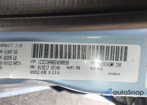 2014 Chrysler 200 Lx from USA, damaged, VIN 1C3CCBAB8EN208898